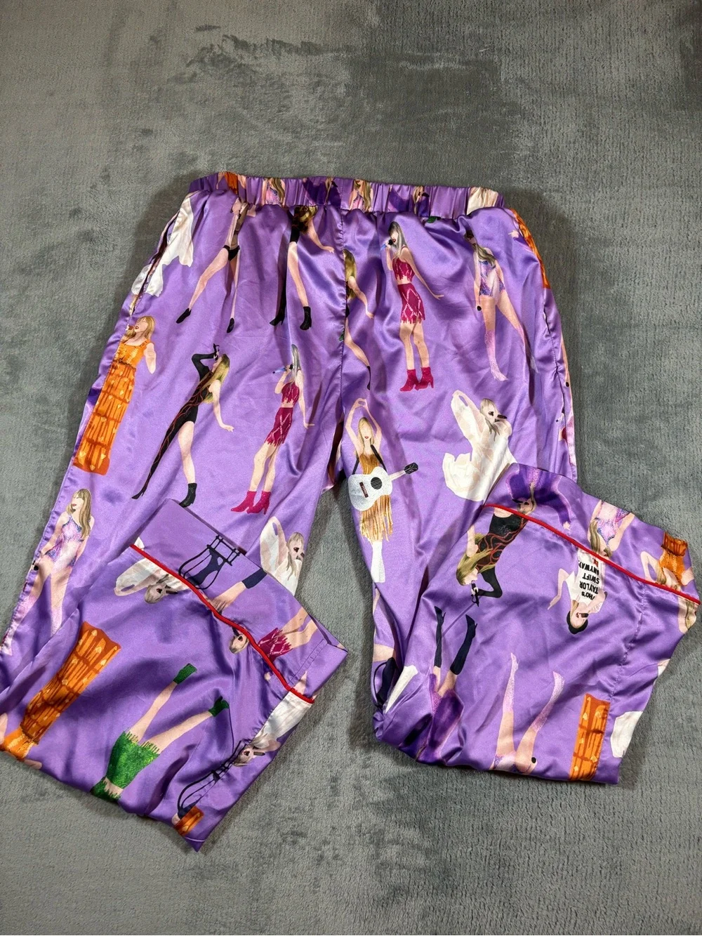 Taylor Swift Purple Satin Wide-Leg Pajama Pants with Pockets!